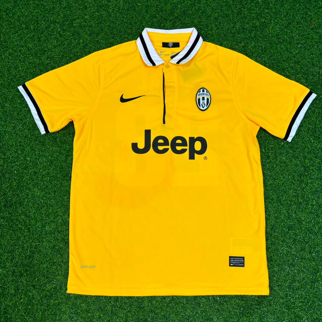 Arturo Vidal Juventus 2013/2014 Yellow Away Retro Football Jersey – Front View
