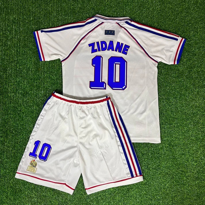 1998 France Away Zidane Kids Kit Football Jersey for Children Personnalisable – Back View