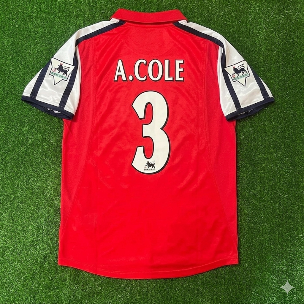 Arsenal 1999/02 Red White Retro Jersey – Ashley Cole #3 – Back View