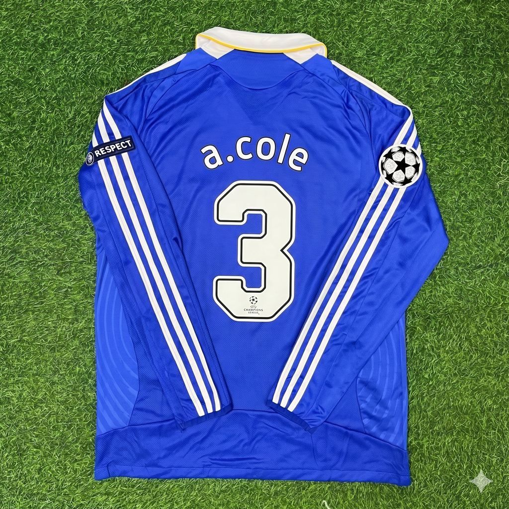 2008 Ashley Cole Chelsea Champions League Final Long Sleeve Football Jersey – Back View