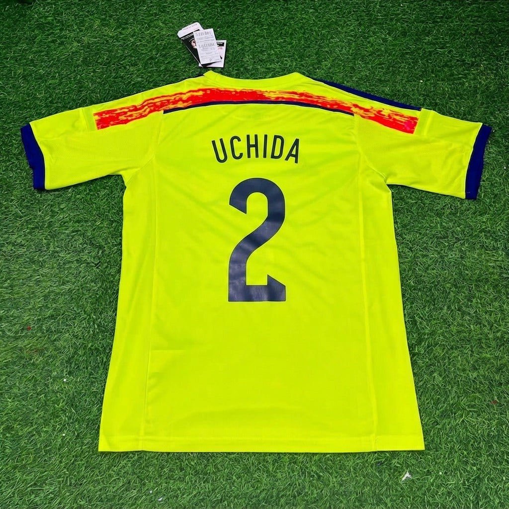 Atsuto Uchida Japan 2014 World Cup Yellow Away Retro Jersey – Back View