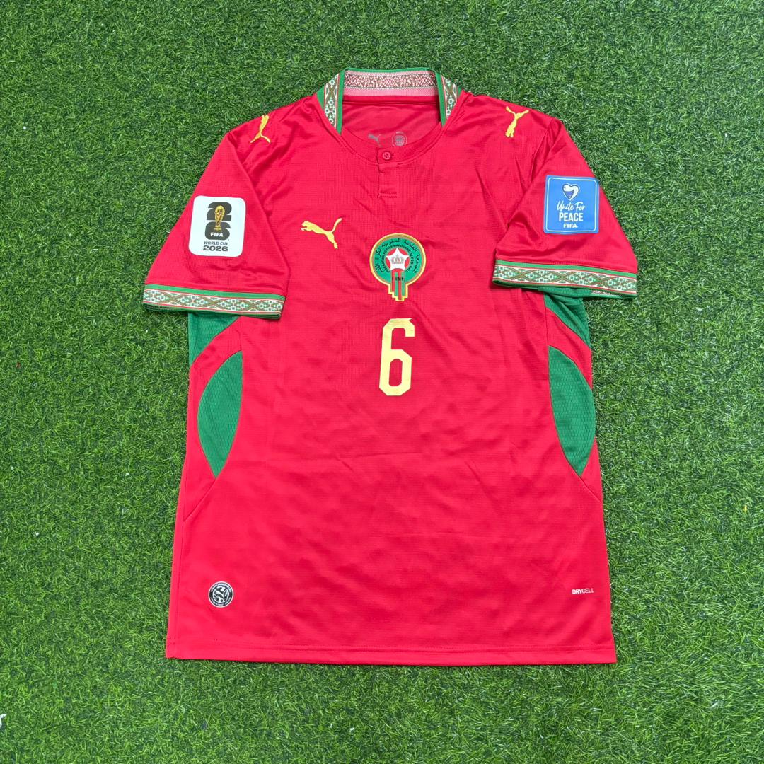 Ayyoub Bouaddi Morocco 2026 World Cup Home Red Football Jersey – Front View