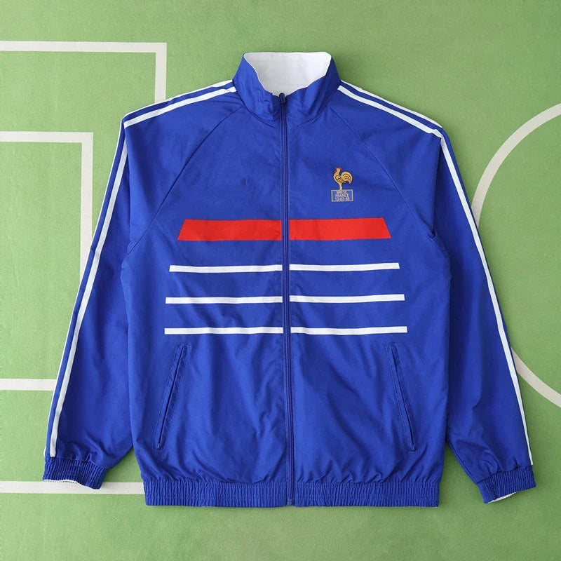 France Retro Vintage Double Sides Windbreaker - Reversible Jacket – Front View