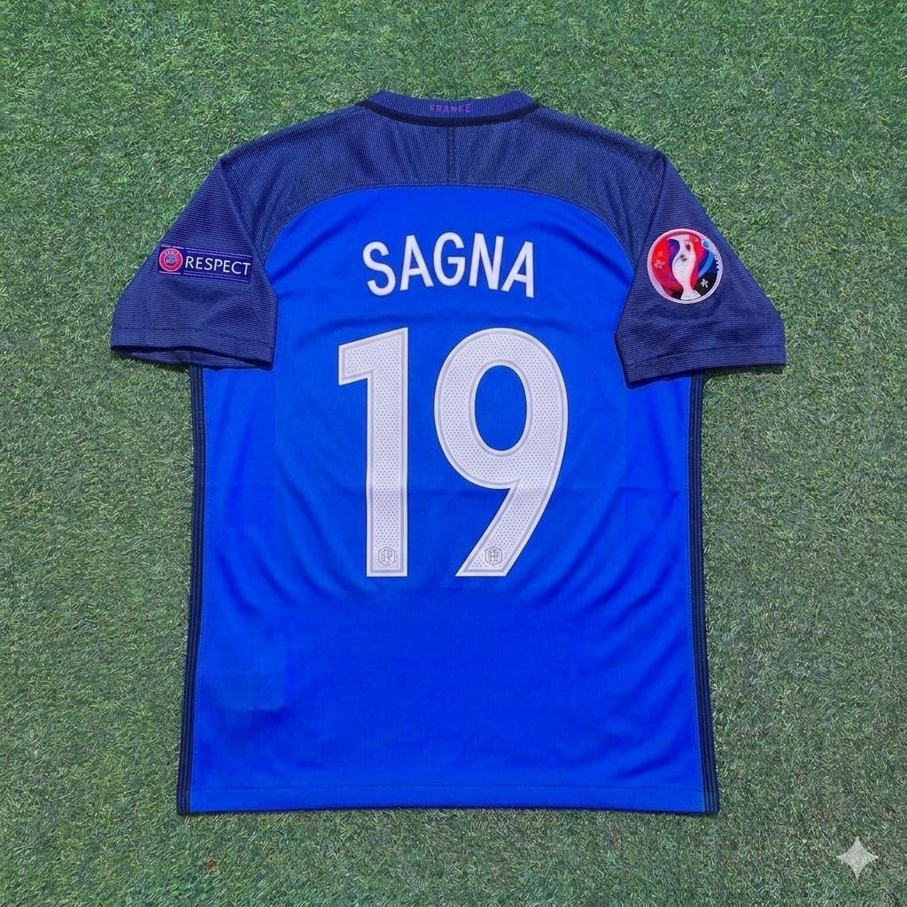 France Euro 2016 Home Retro Football Jersey – Bacary Sagna #19 – Back View