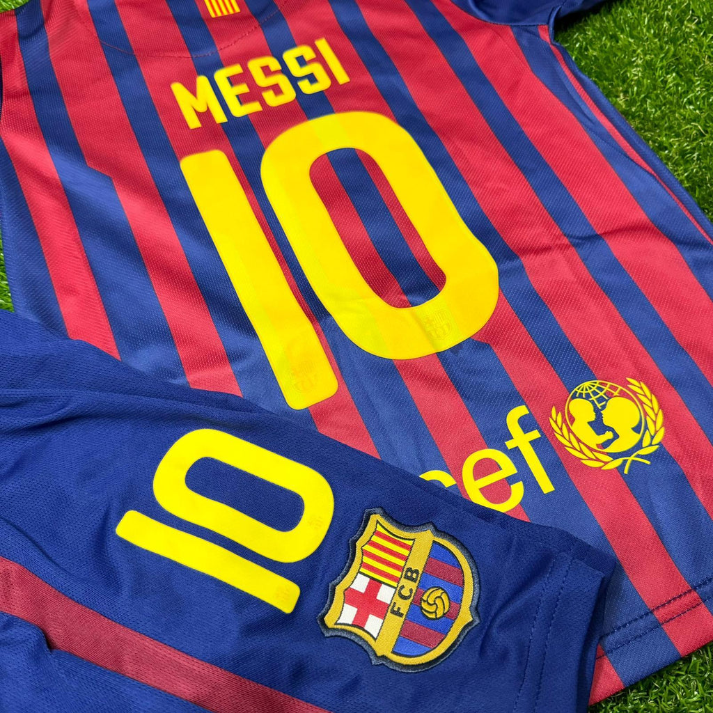 Lionel Messi Barcelona 11/12 Home Kids Kit – Kit Jersey for Children – | KinderTrikot | Enfant – Detailed View