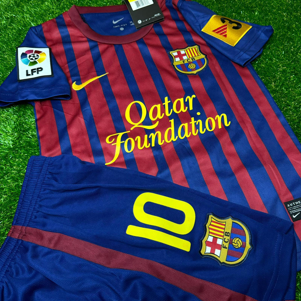 Lionel Messi Barcelona 11/12 Home Kids Kit – Kit Jersey for Children – | KinderTrikot | Enfant – 4