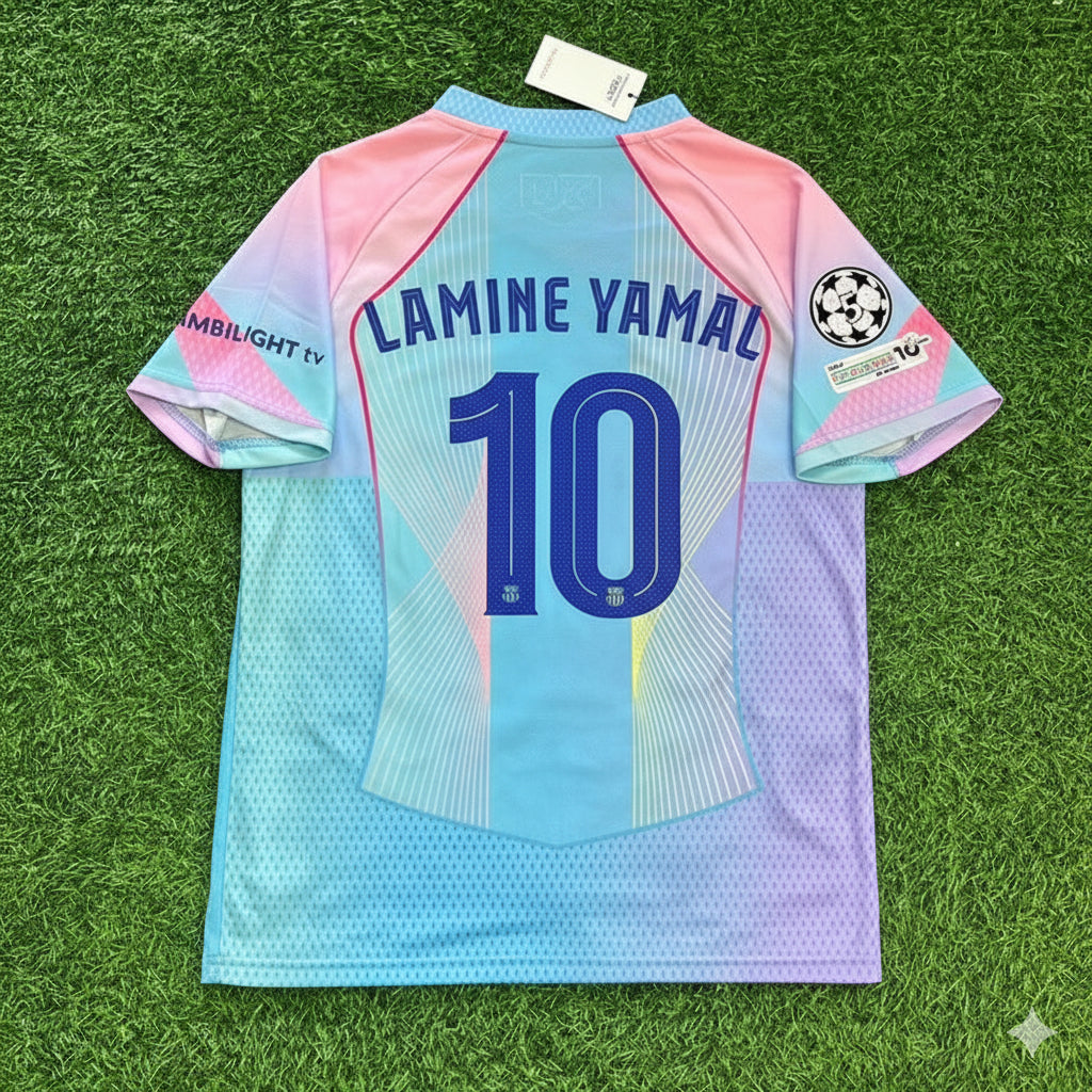 2026 Lamine Yamal Barcelona Home Miami Sunset Football Jersey – Back View