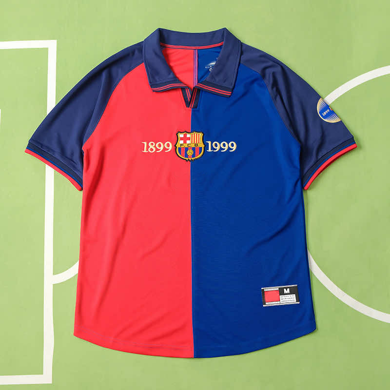 Barcelona Centennial commemorative Retro Football Jersey – Back View