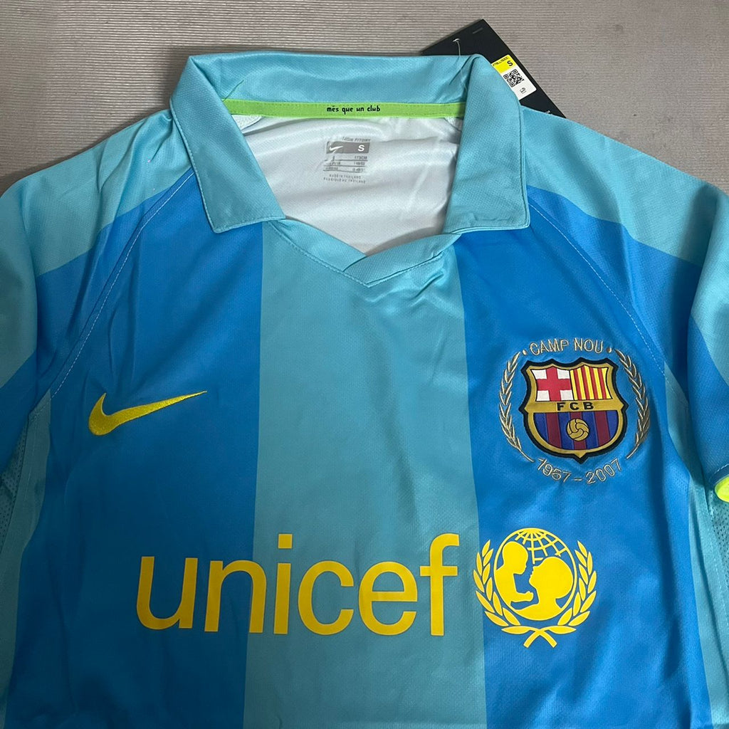 Lionel Messi Barcelona Blue Yellow Number 19 First Debut Retro Jersey – Detailed View