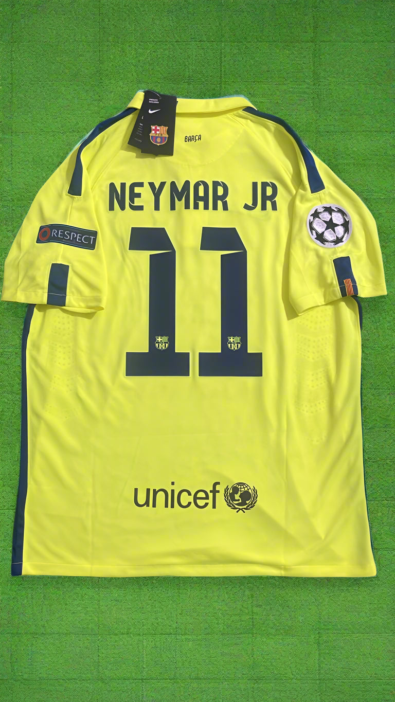 Neymar Jr Barcelona 14/15 Retro Yellow Jersey – Detailed View