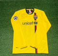 FC Barcelona 08/09 Season Yellow Away Retro Football Jersey – Back View