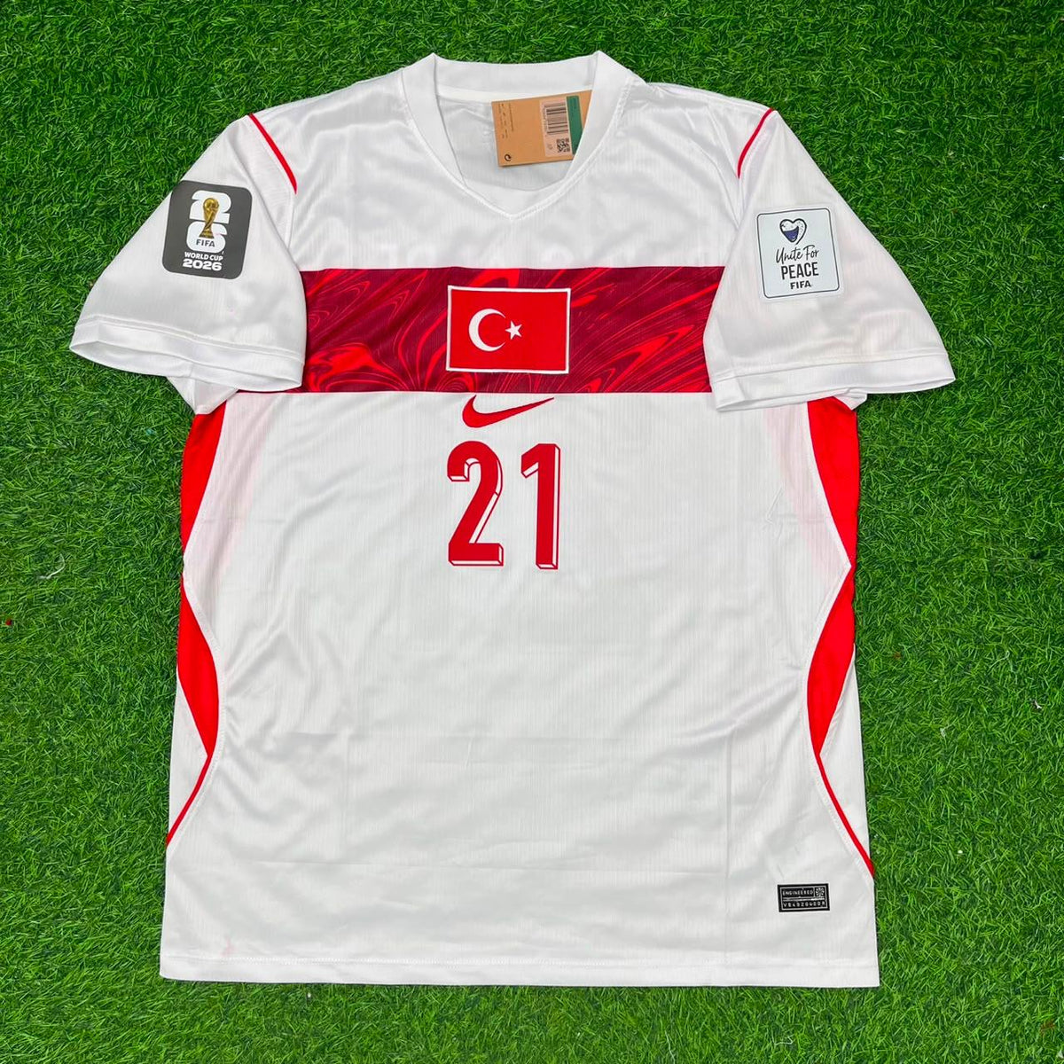 Turkey Türkiye 2026 World Cup Away White Football Jersey – Barış Alper Yılmaz #21 – Front View
