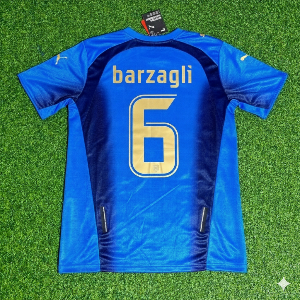 Italy 2006 World Cup Final Retro Jersey – Andrea Barzagli 6 - – Back View