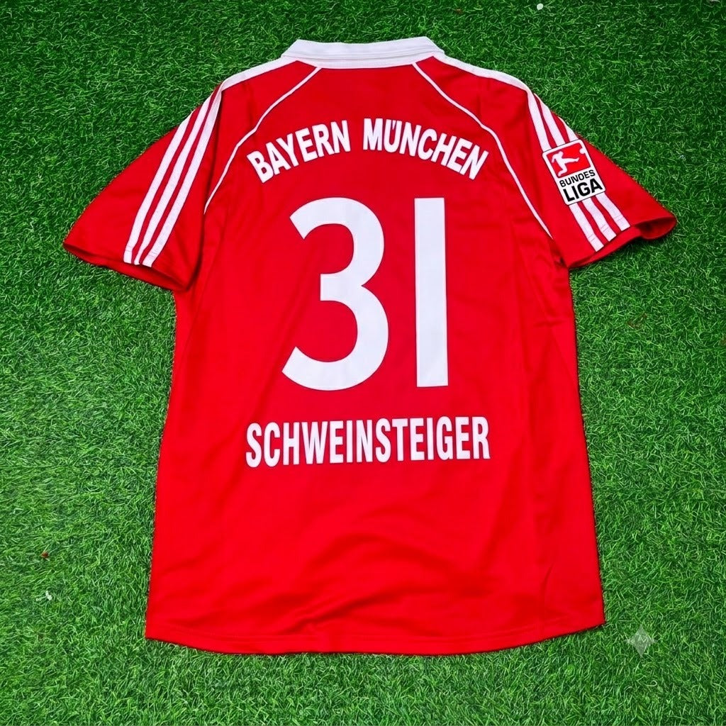 2005 Bastian Schweinsteiger Bayern Munich 06 Bundesliga Red Home Retro Football Jersey – Back View