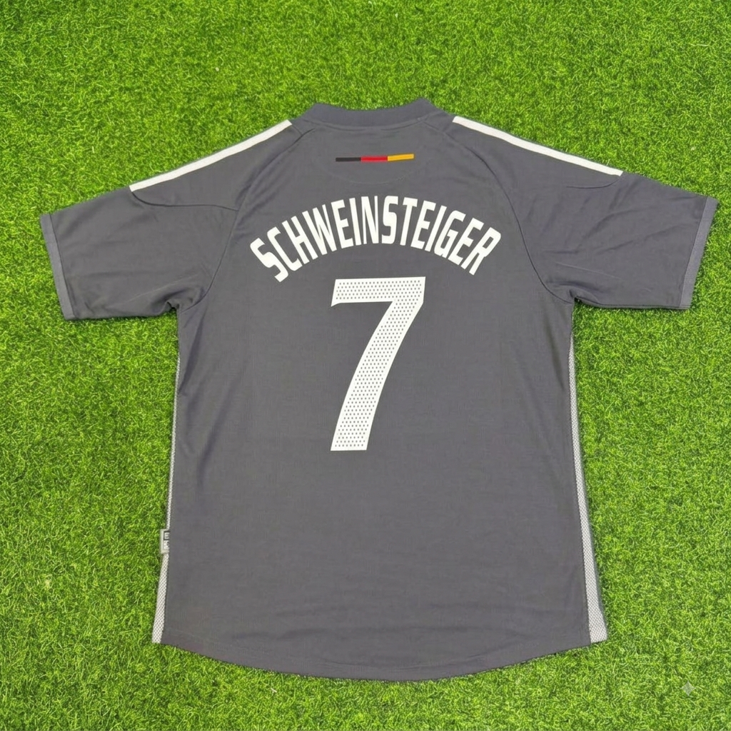 Bastian Schweinsteiger Germany 2002 World Cup Gray Special Retro Football Jersey – Back View