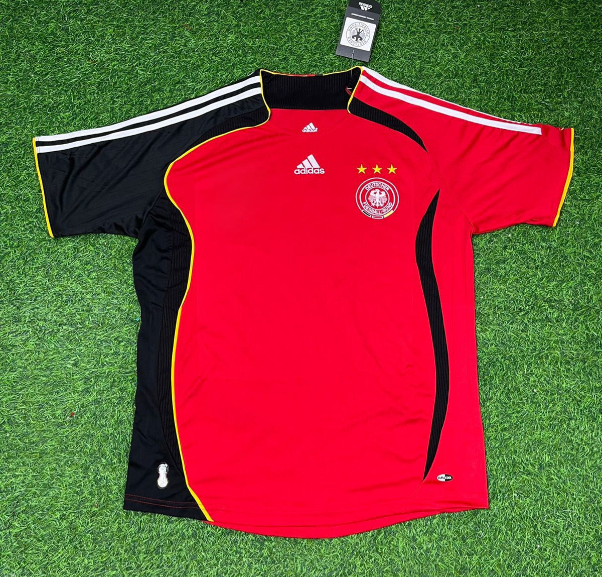 Andreas Brehme Germany Red Black Retro Football Jersey – Front View