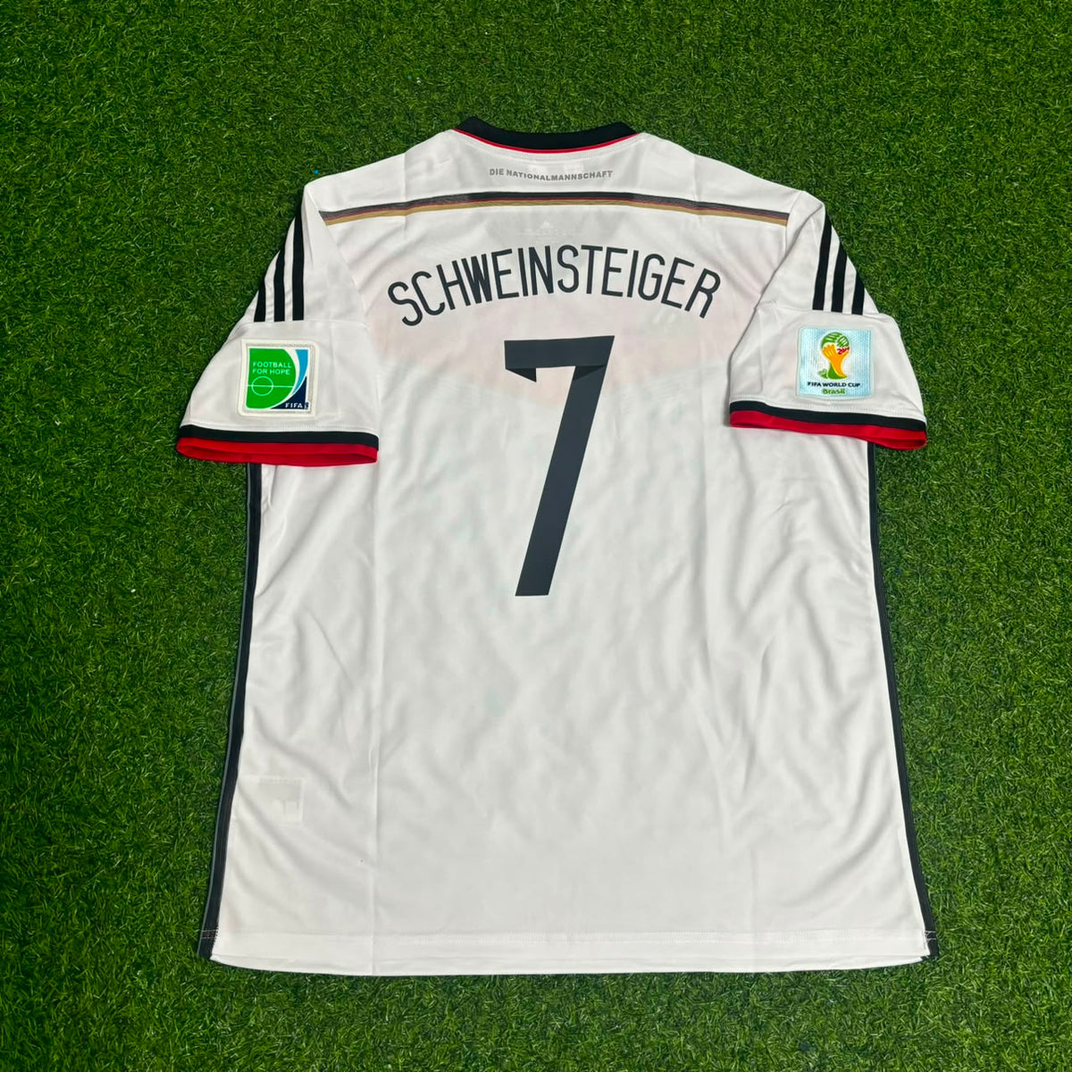 2014 Germany World Cup Bastian Schweinsteiger - Deutschland White Retro Football Jersey – Back View
