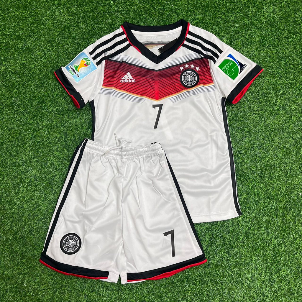 Bastian Schweinsteiger Germany 2014 World Cup White Retro Kids Football Jersey – Front View