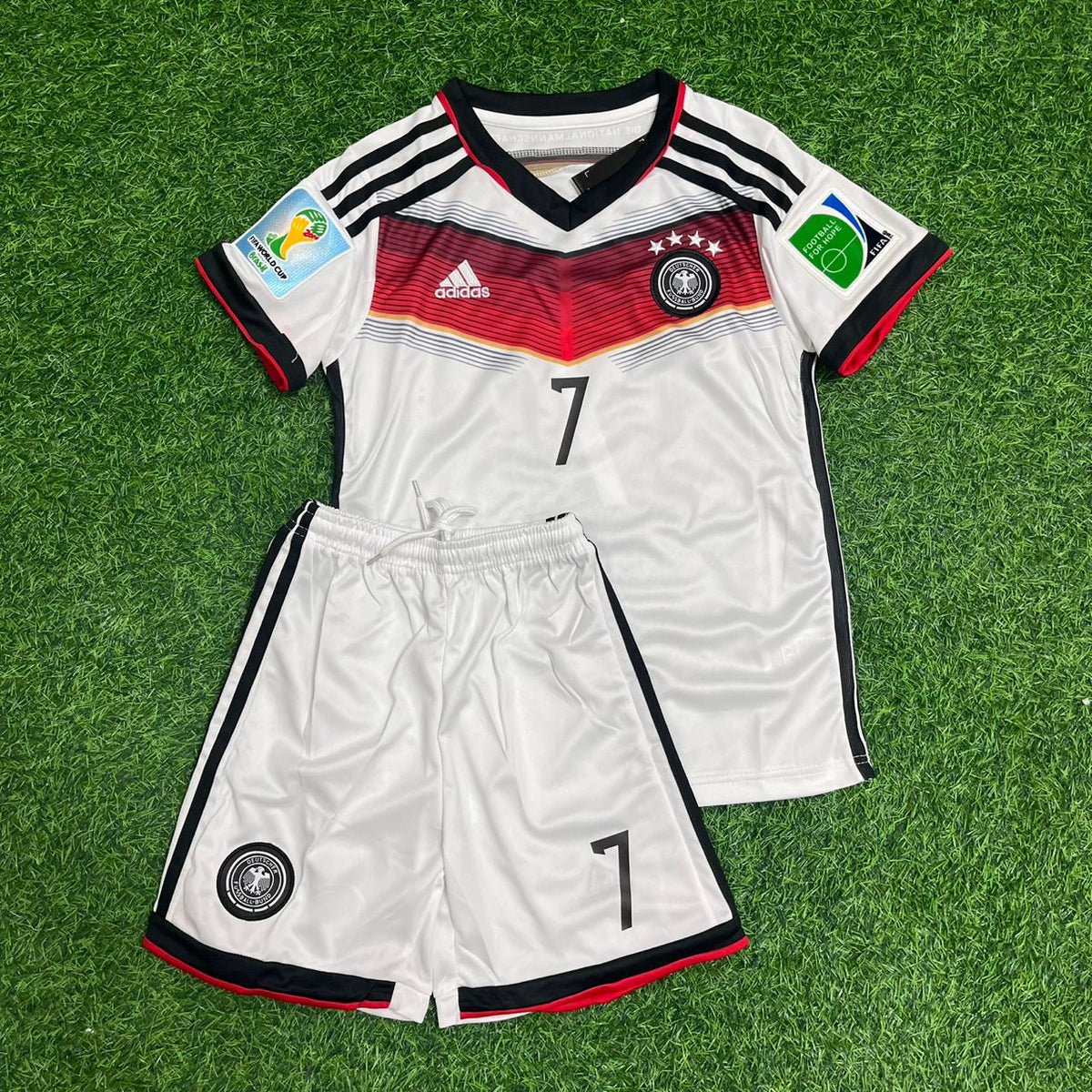 Bastian Schweinsteiger Germany 2014 World Cup White Retro Kids Football Jersey – Front View