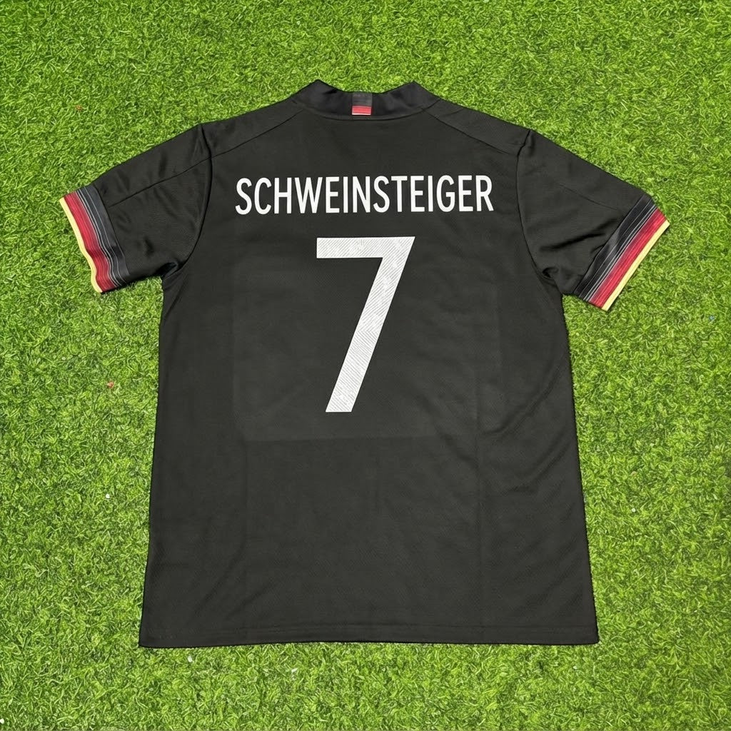 Bastian Schweinsteiger #7 Germany Black Retro Football Jersey – Back View