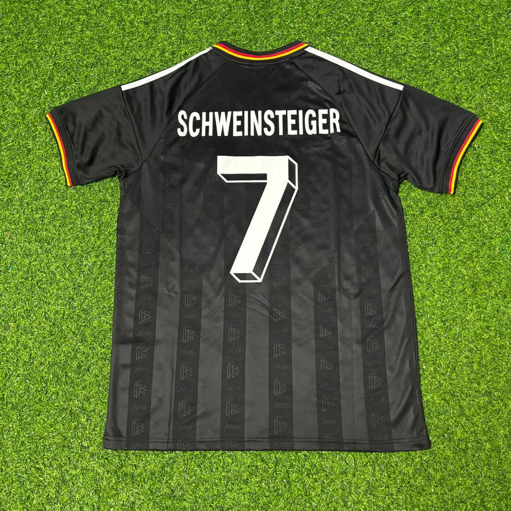 Germany Black Retro Vintage Football Jersey – Bastian Schweinsteiger – Back View