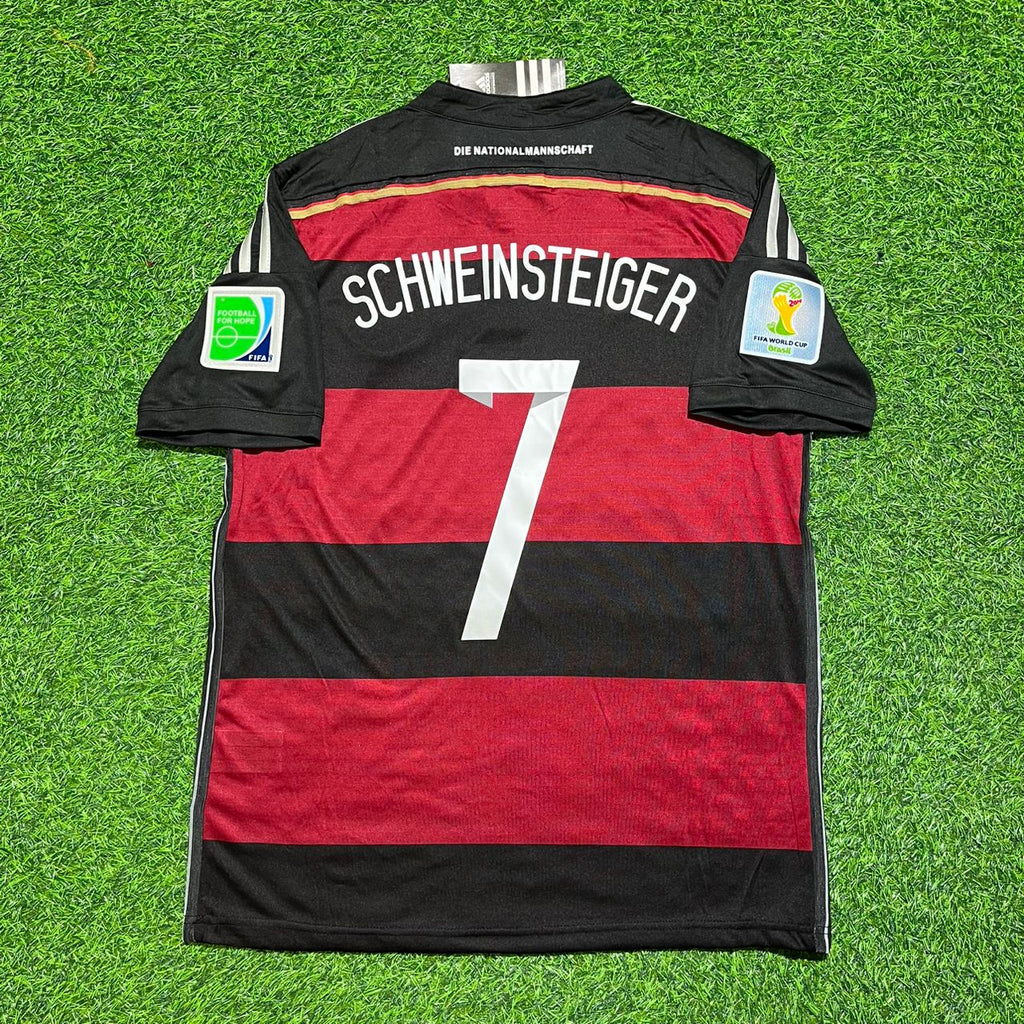 Bastian Schweinsteiger Germany Deutschland 2014 World Cup Brazil Black Red Retro Jersey – Back View