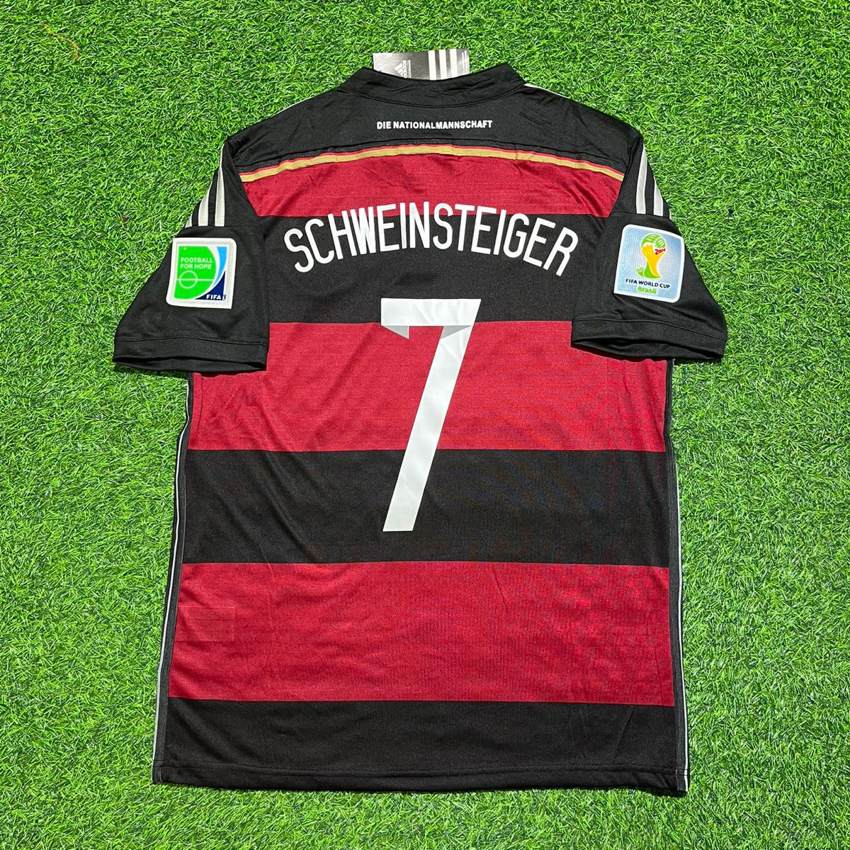 Bastian Schweinsteiger Germany Deutschland 2014 World Cup Brazil Black Red Retro Jersey – Back View