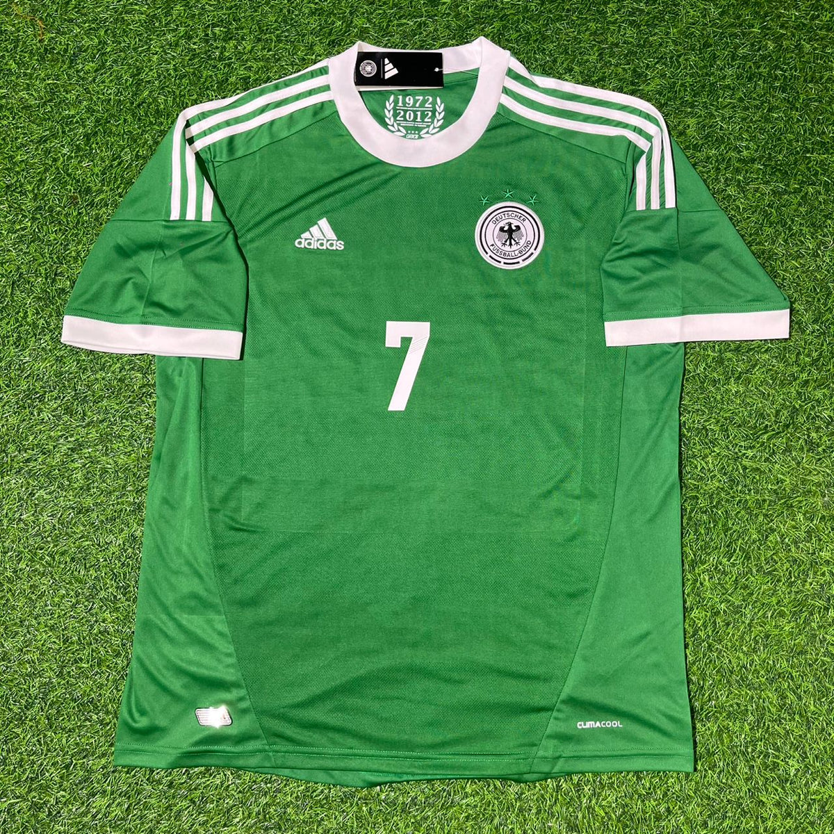 2012 Germany EURO Bastian Schweinsteiger Green Retro Football Jersey – Front View