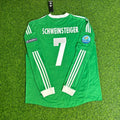 Germany EURO 2012 Long Sleeve Green Retro Football Jersey – Bastian Schweinsteiger – Back View