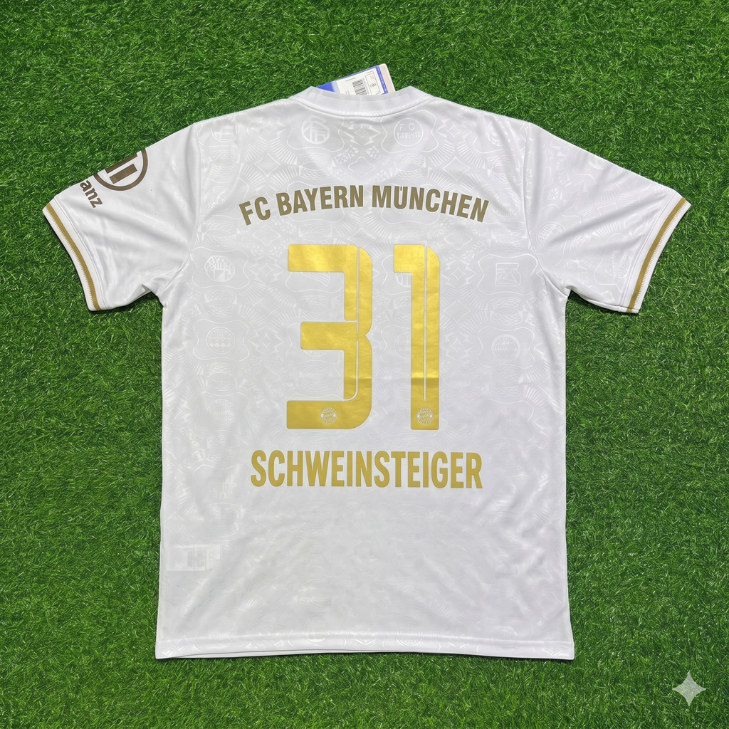 Bastian Schweinsteiger #31 FC Bayern München 125 Years Anniversary Special-Edition White Football Jersey – Back View