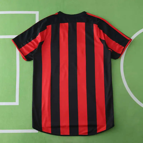 AC Milan 03/04 Season Home Black And Red Retro Jersey – Front View