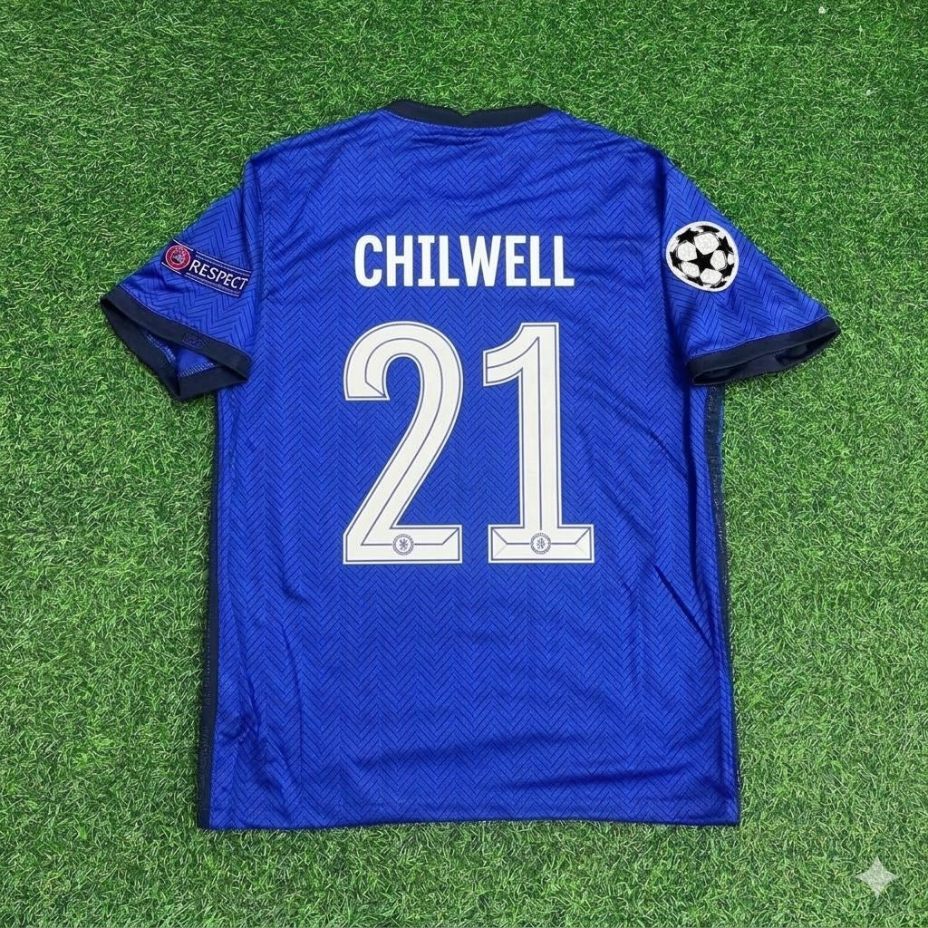 Chelsea 2021 Champions League Final Blue Retro Football Jersey – Ben Chilwell 21- – Back View
