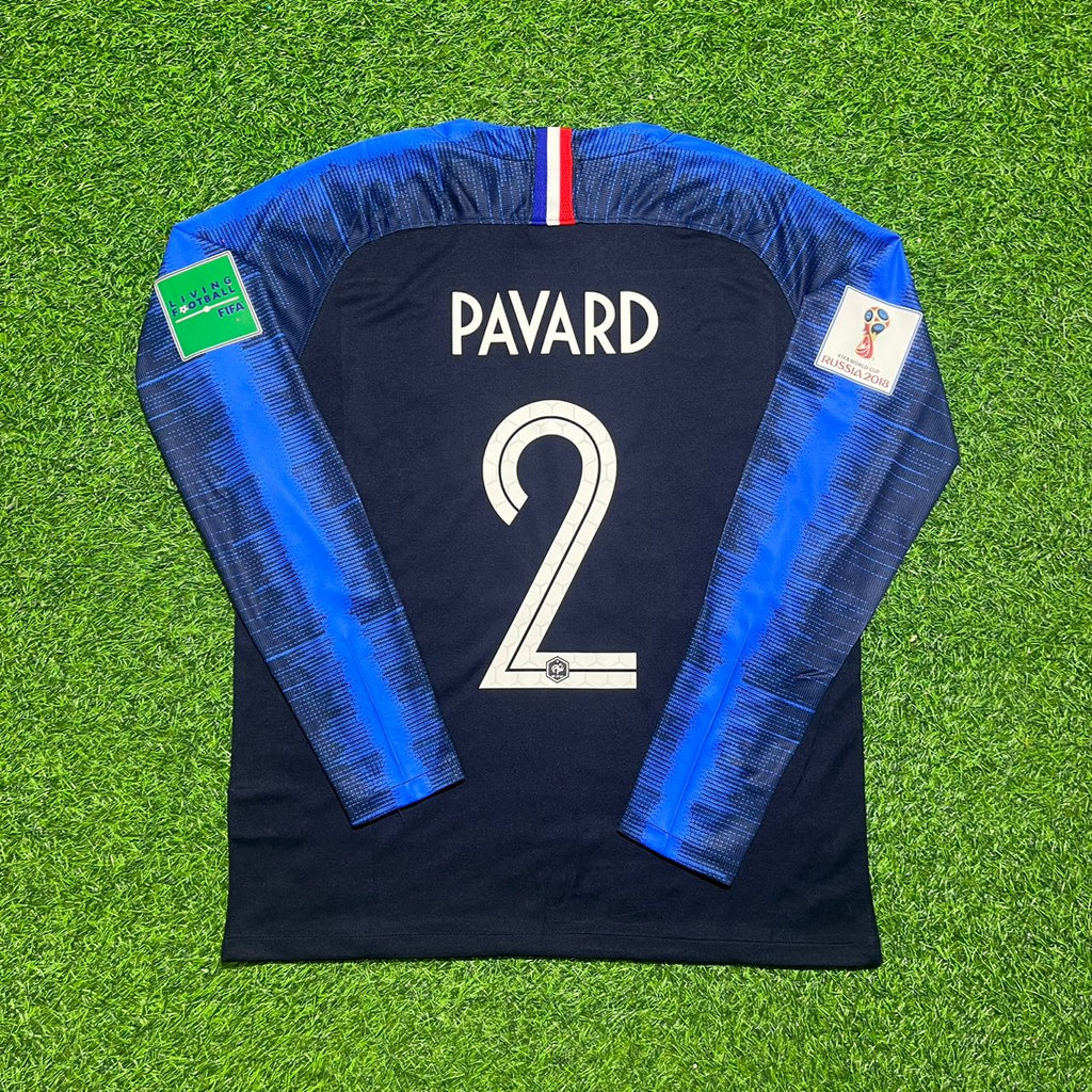 France 2018 World Cup Final Long Sleeve Retro Football Jersey – Benjamin Pavard – Back View