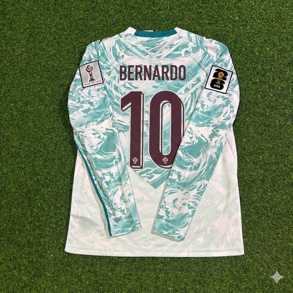 Bernardo Silva #10 Portugal 2026 World Cup Away Long Sleeve Football Jersey – Back View