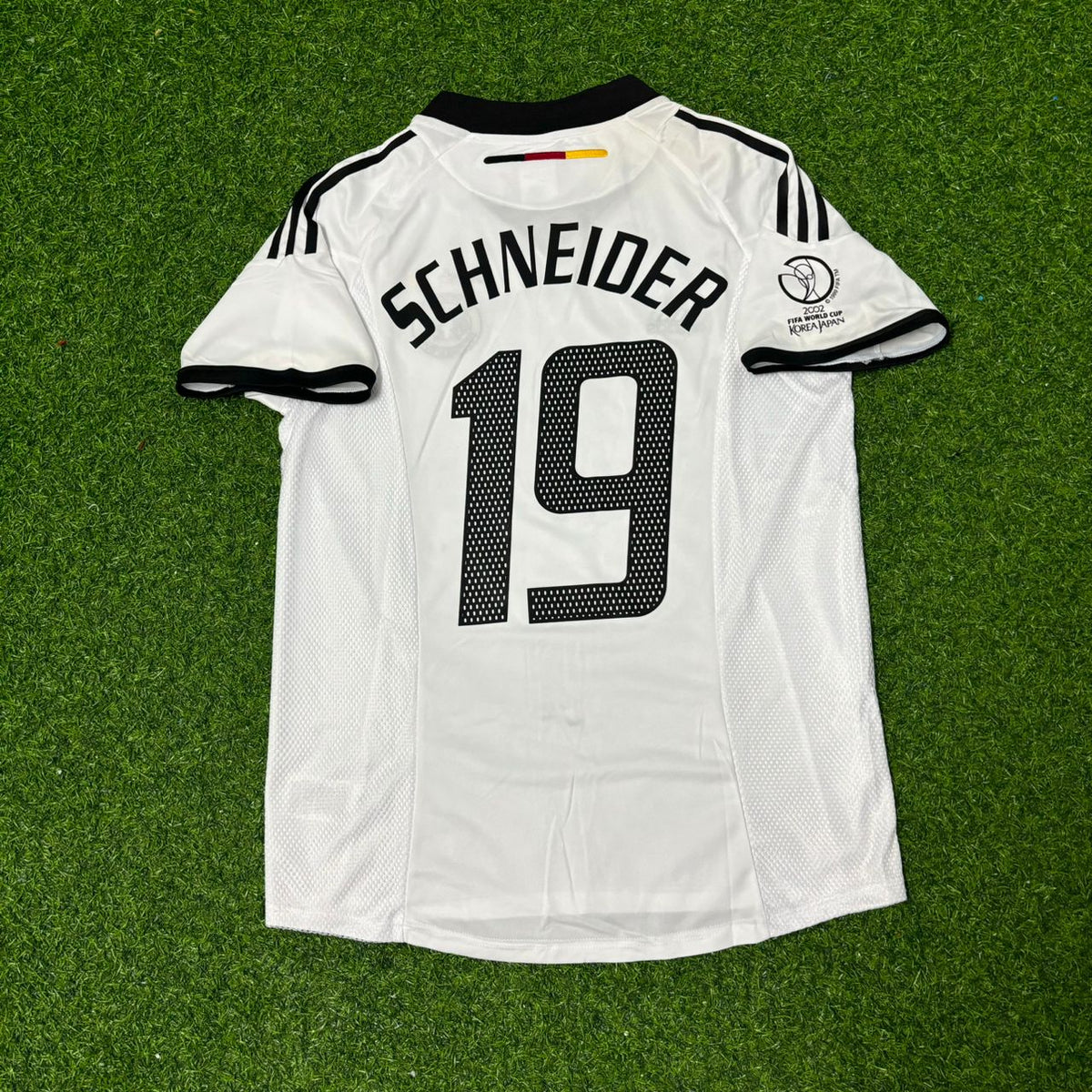 Germany Deutschland 2002 World Cup White Retro Football Jersey – Bernd Schneider – Back View