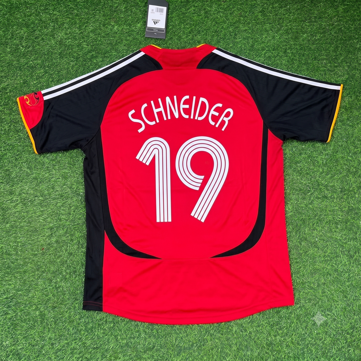2006 Germany World Cup Bernd Schneider Away Red Black Retro Football Jersey – Back View