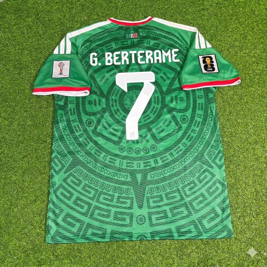 2026 Mexico World Cup Germán Berterame Home Green Football Jersey – Back View