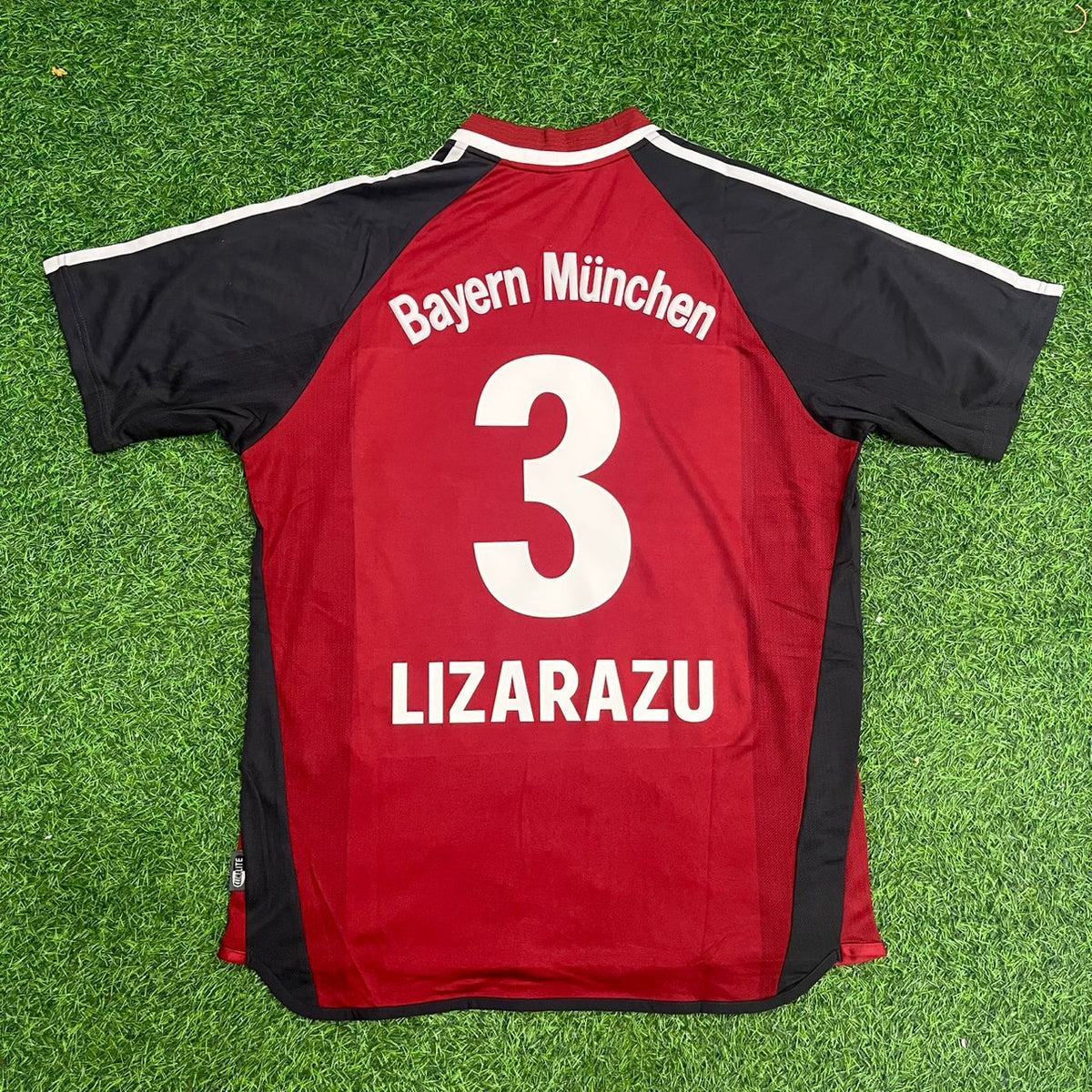 2001/02 Bixente Lizarazu Bayern Munich Red Retro Football Jersey – Back View