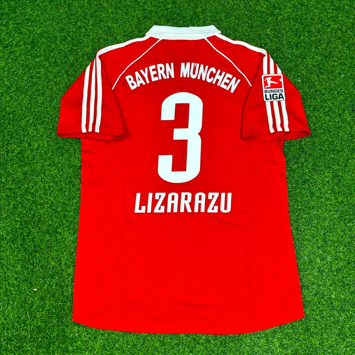 Bixente Lizarazu Bayern Munich 2005 06 Bundesliga Red Home Retro Football Jersey – Back View
