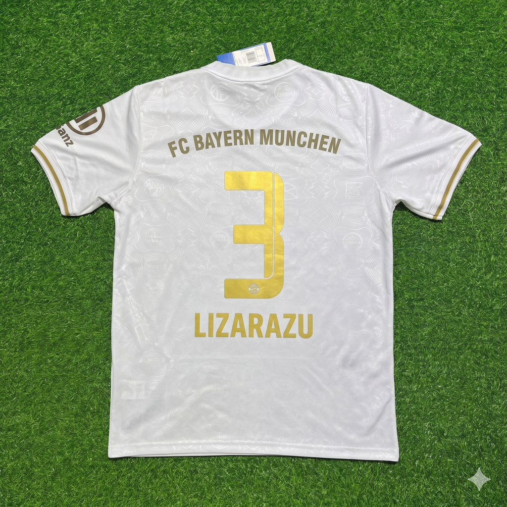 Bixente Lizarazu #3 FC Bayern München 125 Years Anniversary Special-Edition White Jersey – Back View