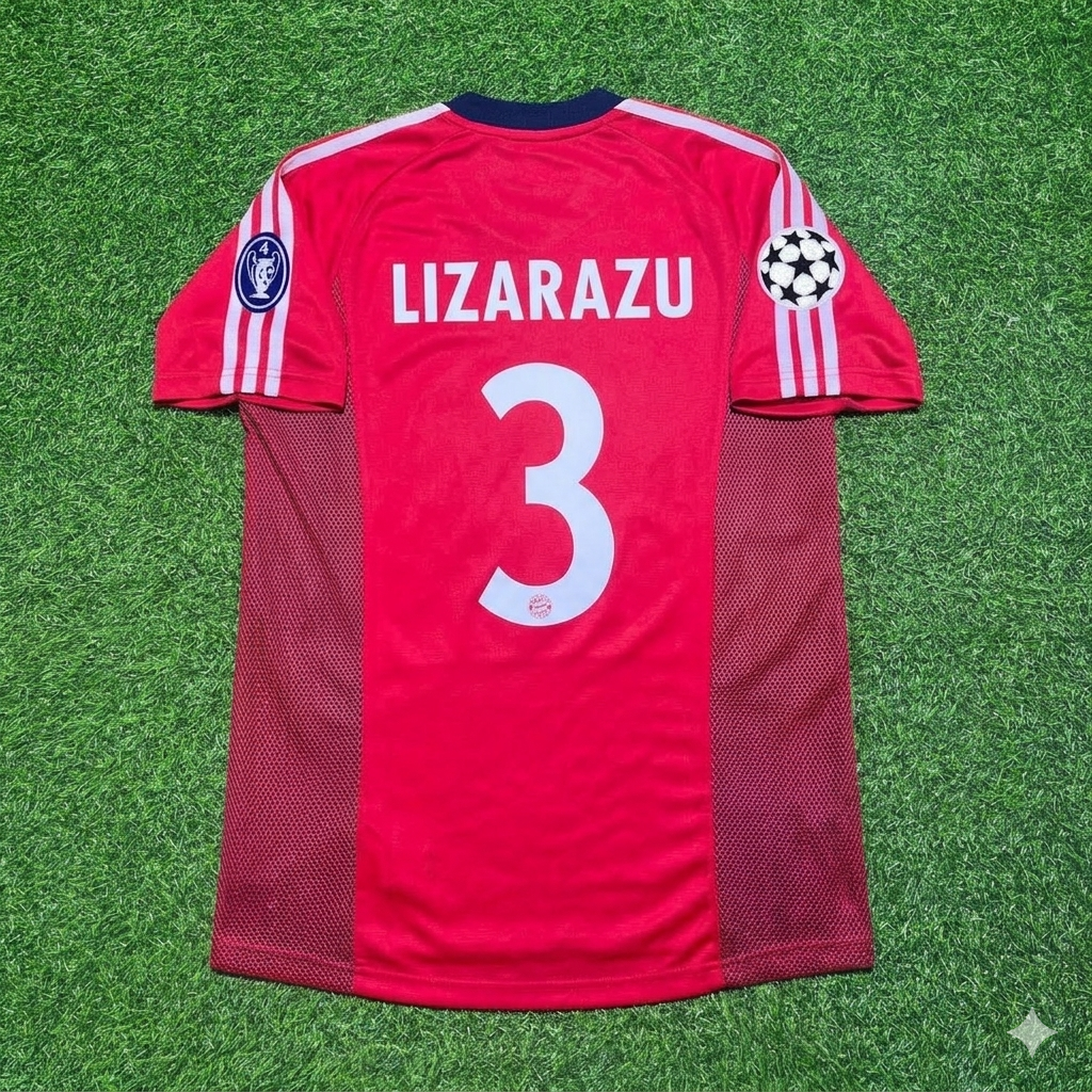 Bayern München 2002/2003 Season Home Red Retro Jersey – Bixente Lizarazu – Back View
