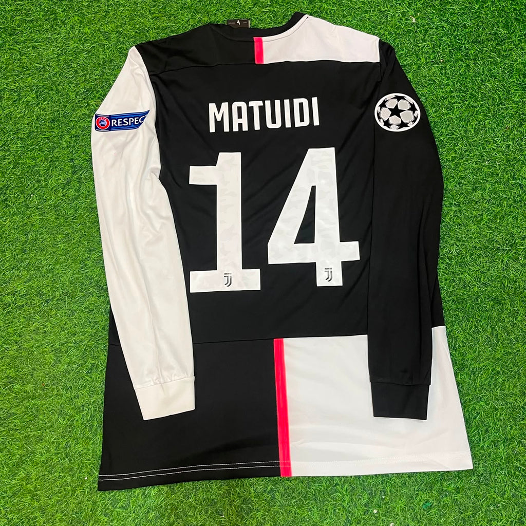 2019 Blaise Matuidi 14- Juventus Long Sleeve 2020 Retro White Black Football Jersey – Back View