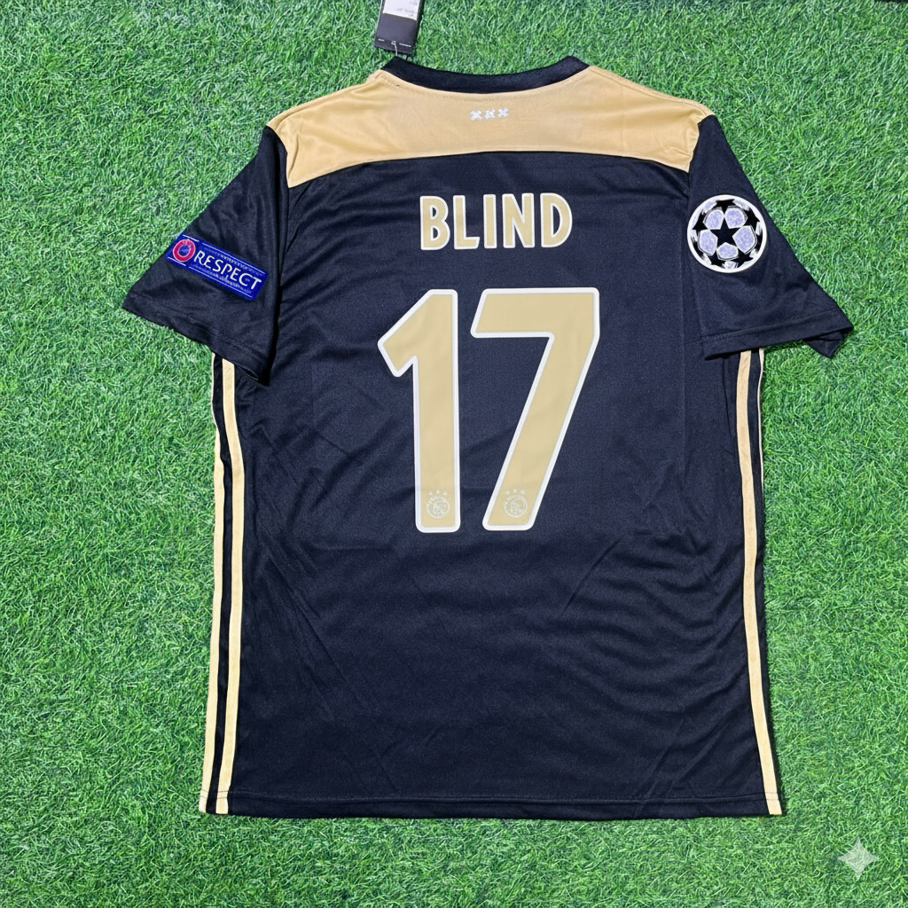Ajax 2018–2019 Champions League Black Retro Football Jersey – Daley Blind – Back View