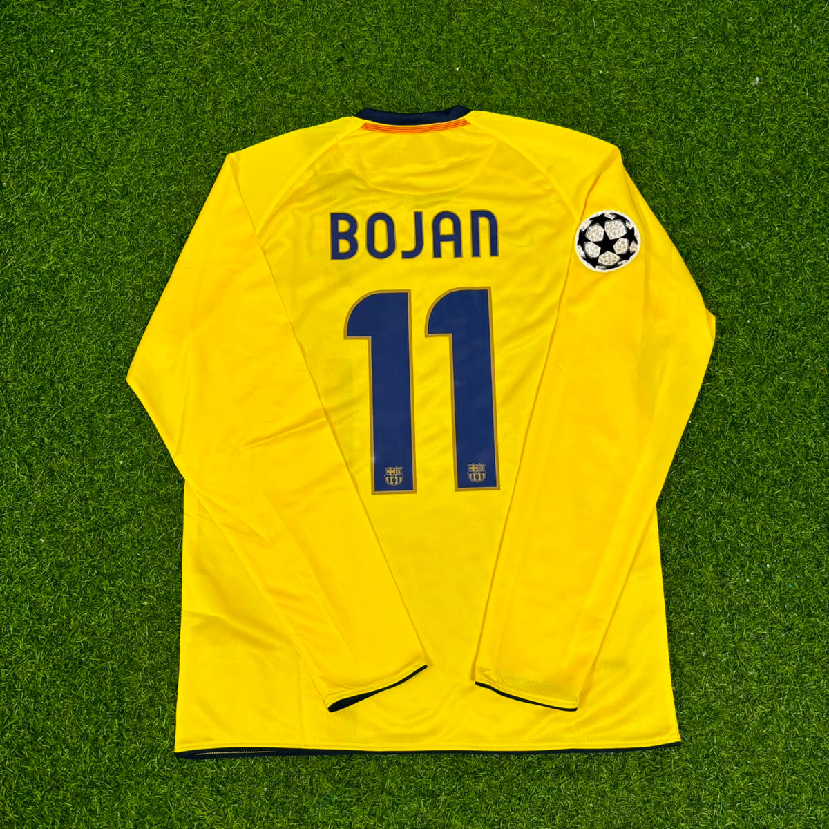 Barcelona 08/09 Season Yellow Away Retro Jersey – Bojan Krkic FC – Back View