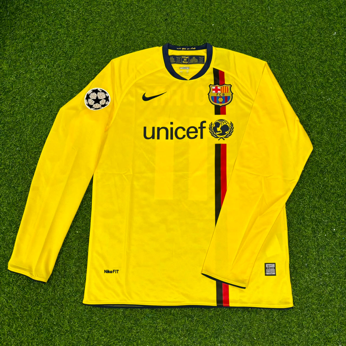 Barcelona 08/09 Season Yellow Away Retro Jersey – Bojan Krkic FC – Front View