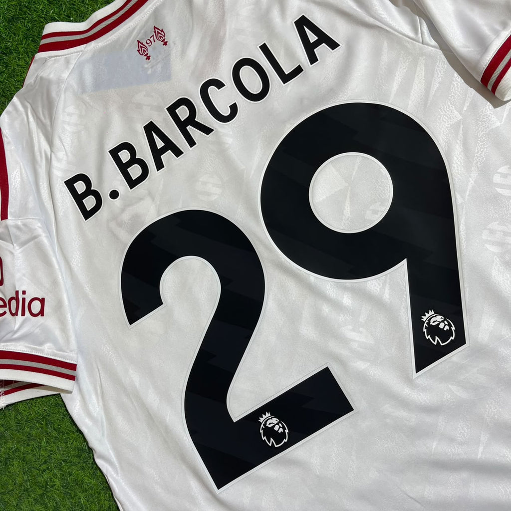 Bradley Barcola #29 Liverpool New Season 2027 White Away Football Jersey – Front View