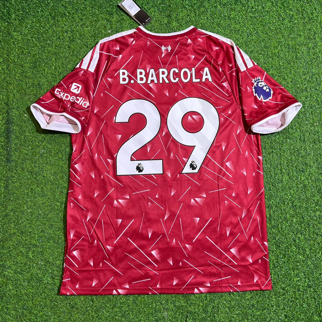 Bradley Barcola #29 Liverpool New Season 2027 Red Home Football Jersey – Back View