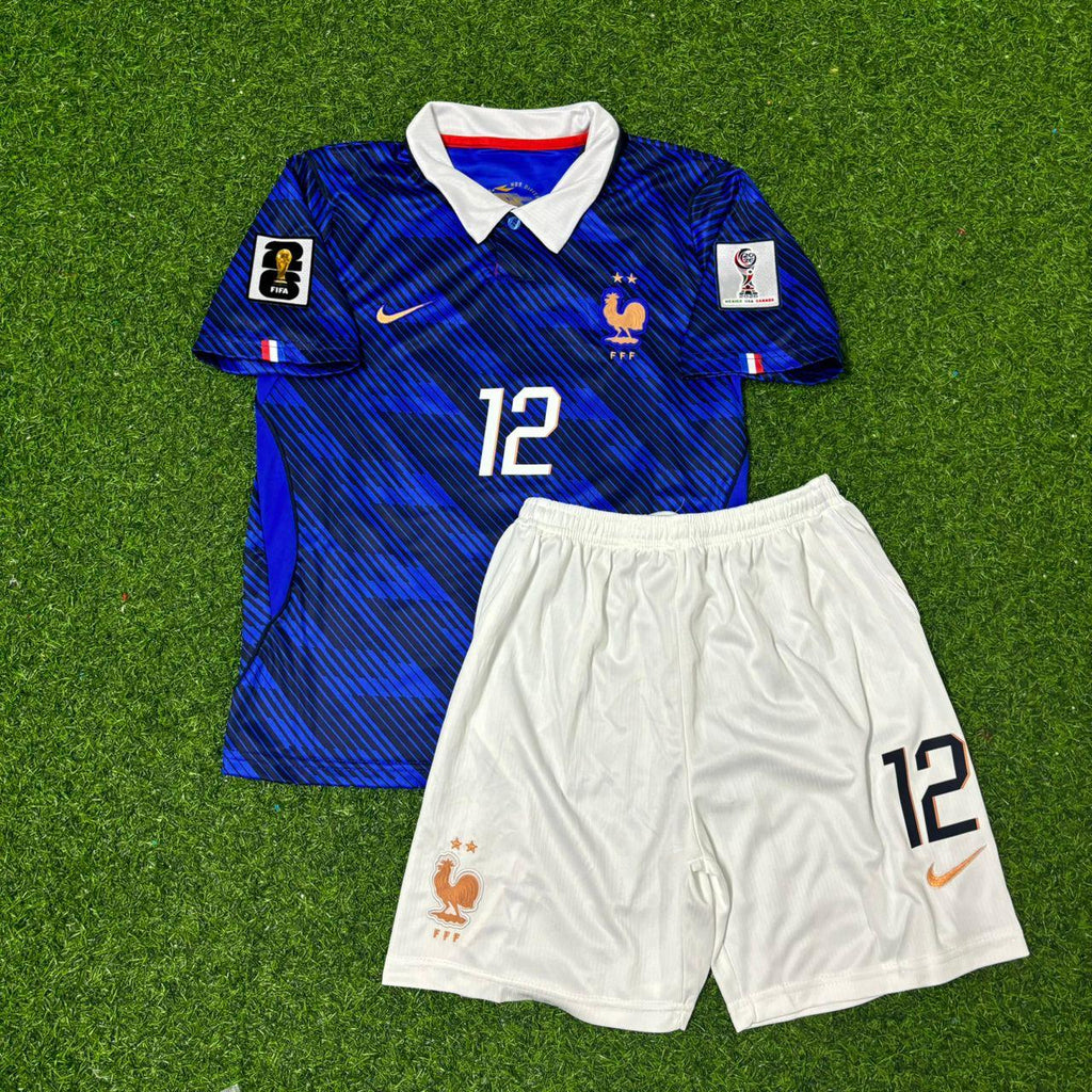 Bradley Barcola France 2026 World Cup Kids Blue Football Jersey – Front View