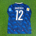 Bradley Barcola #12 France 2026 World Cup Home Long Sleeve Football Jersey – Back View