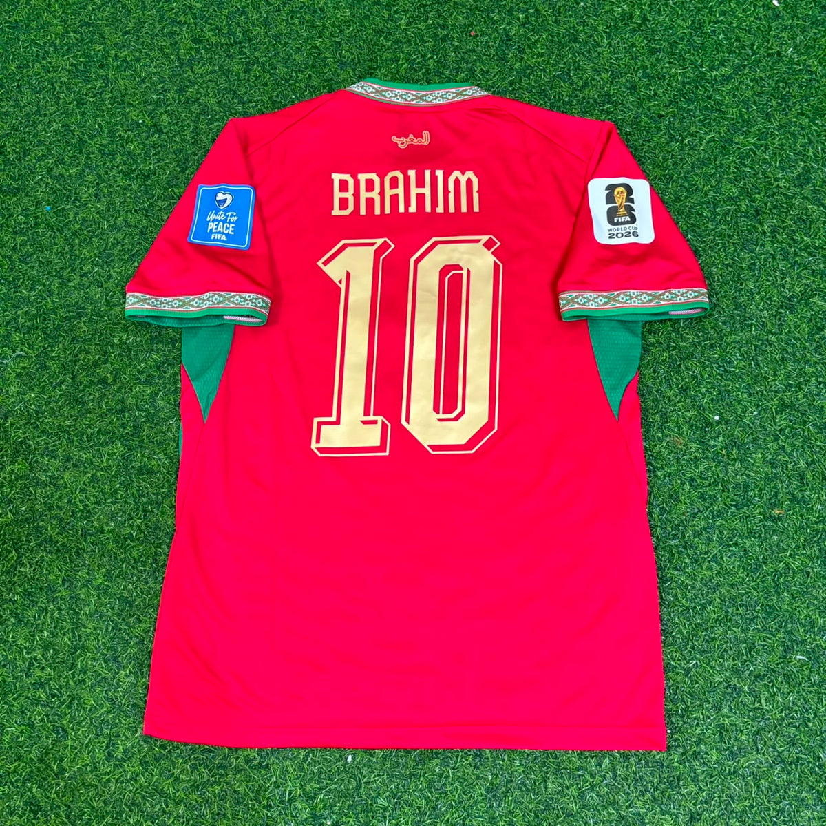 Brahim Diaz Morocco 2026 World Cup Home Red Football Jersey – Back View